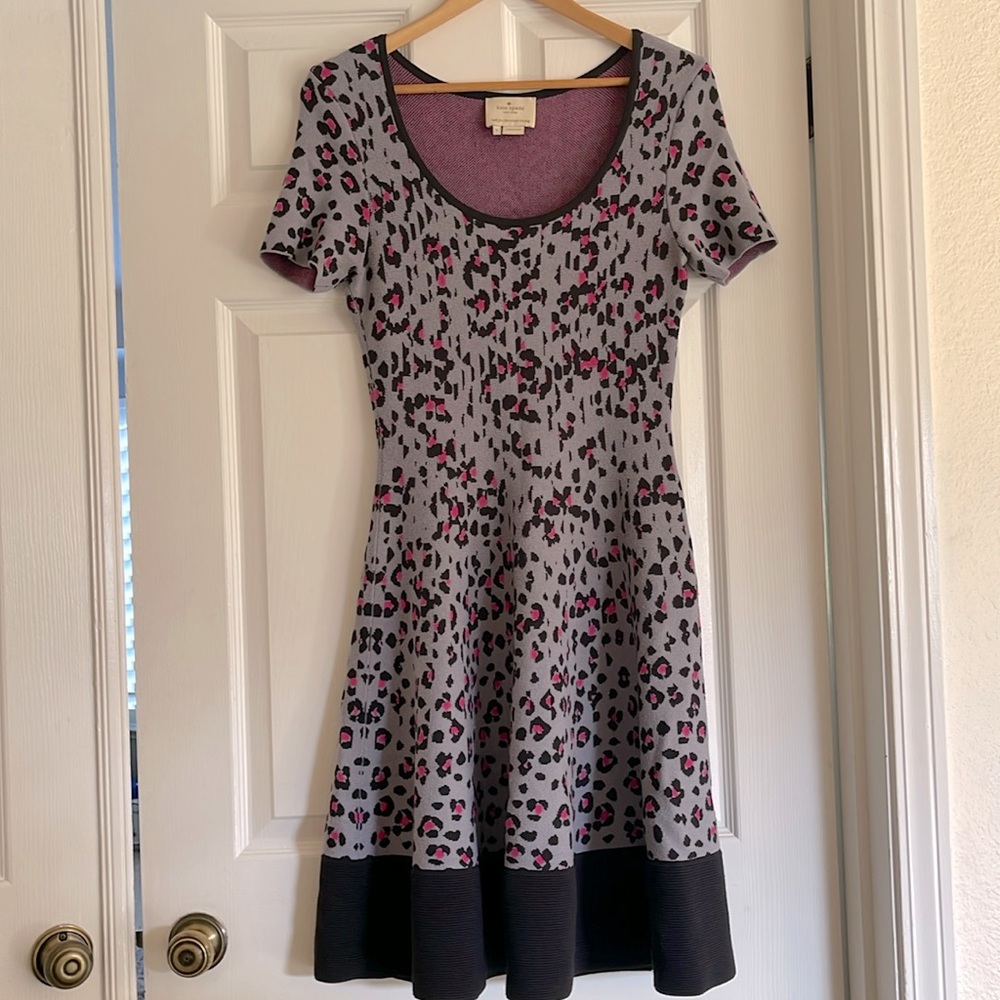 Gorgeous fit and flare pink and black Cheetah print Kate Spade dress